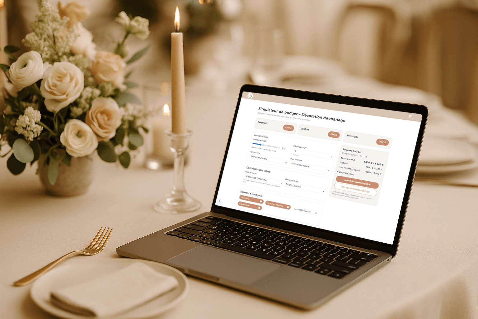 Simulateur de budget décoration mariage