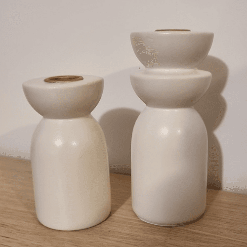 Bougeoirs blanc & or